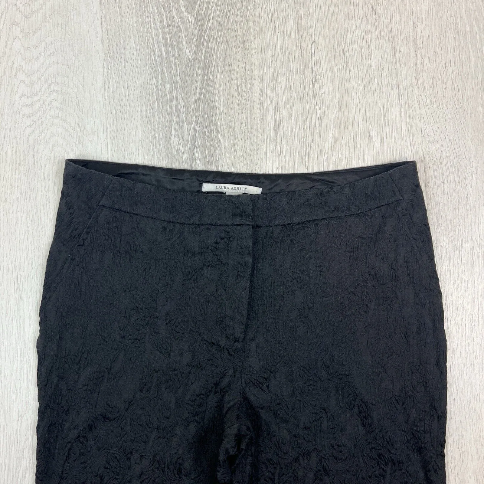 Laura Ashley Womens Black Slim Texture Pattern Pants Size 14