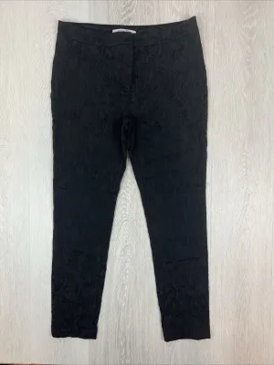 Laura Ashley Womens Black Slim Texture Pattern Pants Size 14