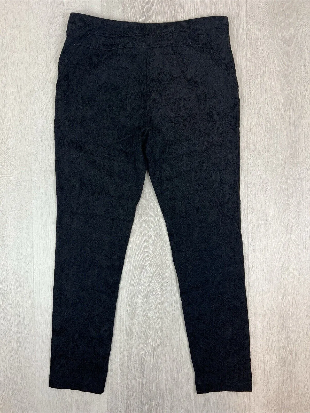 Laura Ashley Womens Black Slim Texture Pattern Pants Size 14