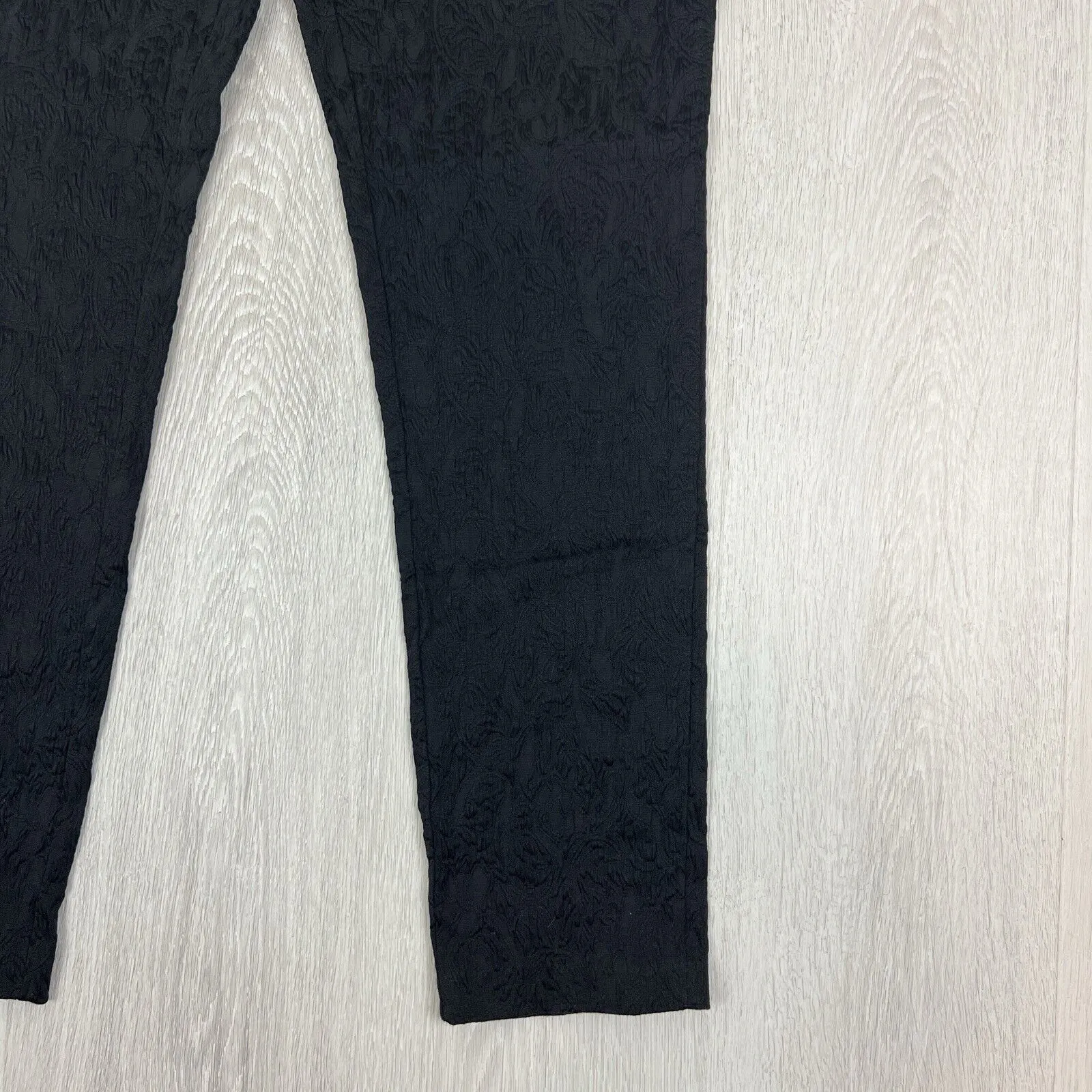Laura Ashley Womens Black Slim Texture Pattern Pants Size 14