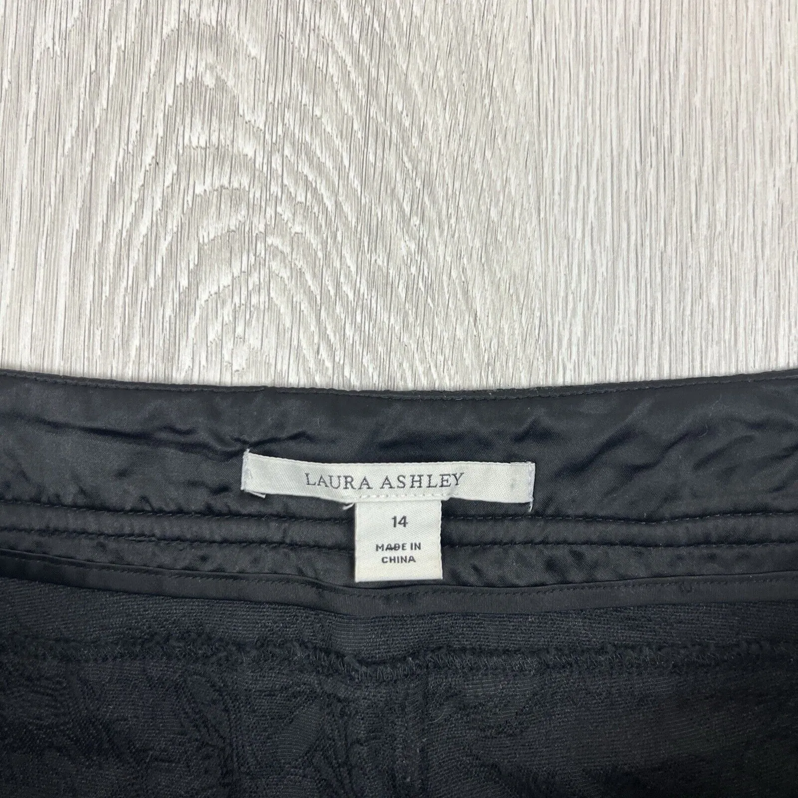 Laura Ashley Womens Black Slim Texture Pattern Pants Size 14