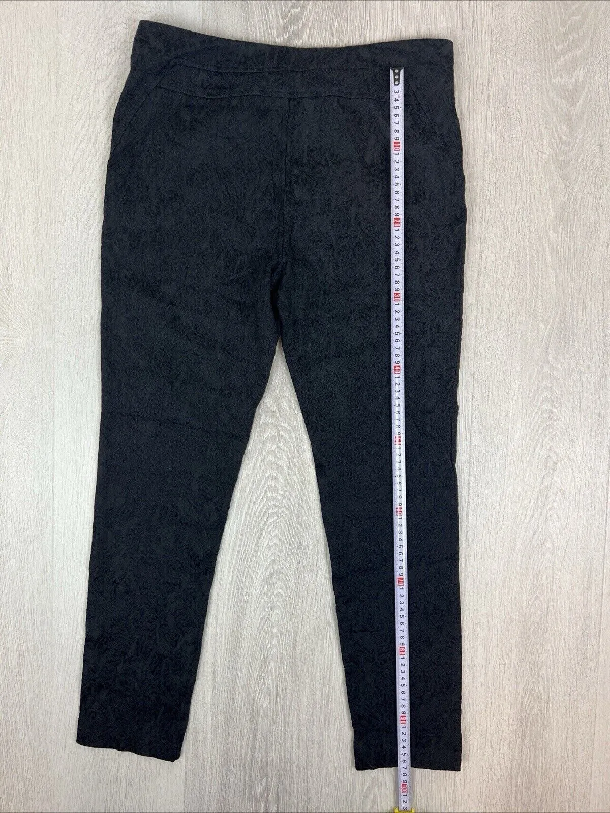 Laura Ashley Womens Black Slim Texture Pattern Pants Size 14