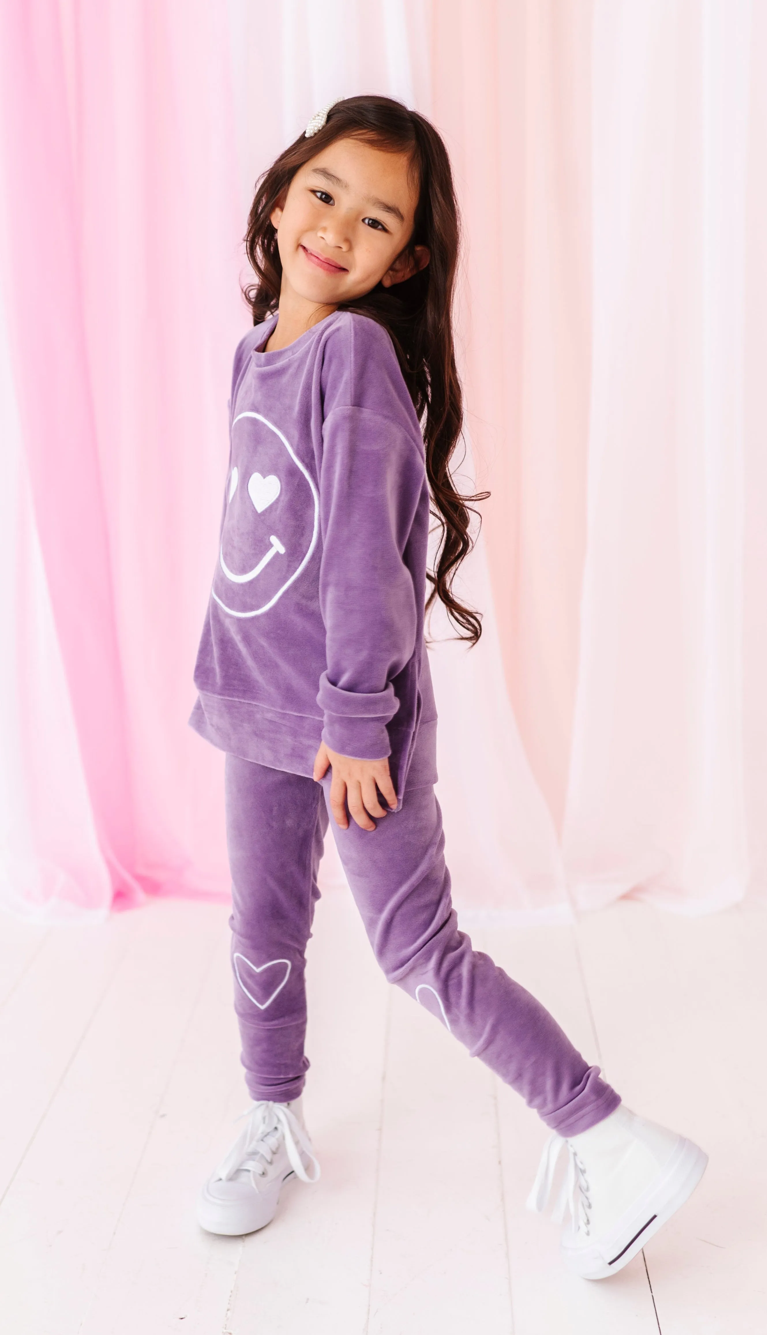 Lavender Heart Smiley | Velour SET