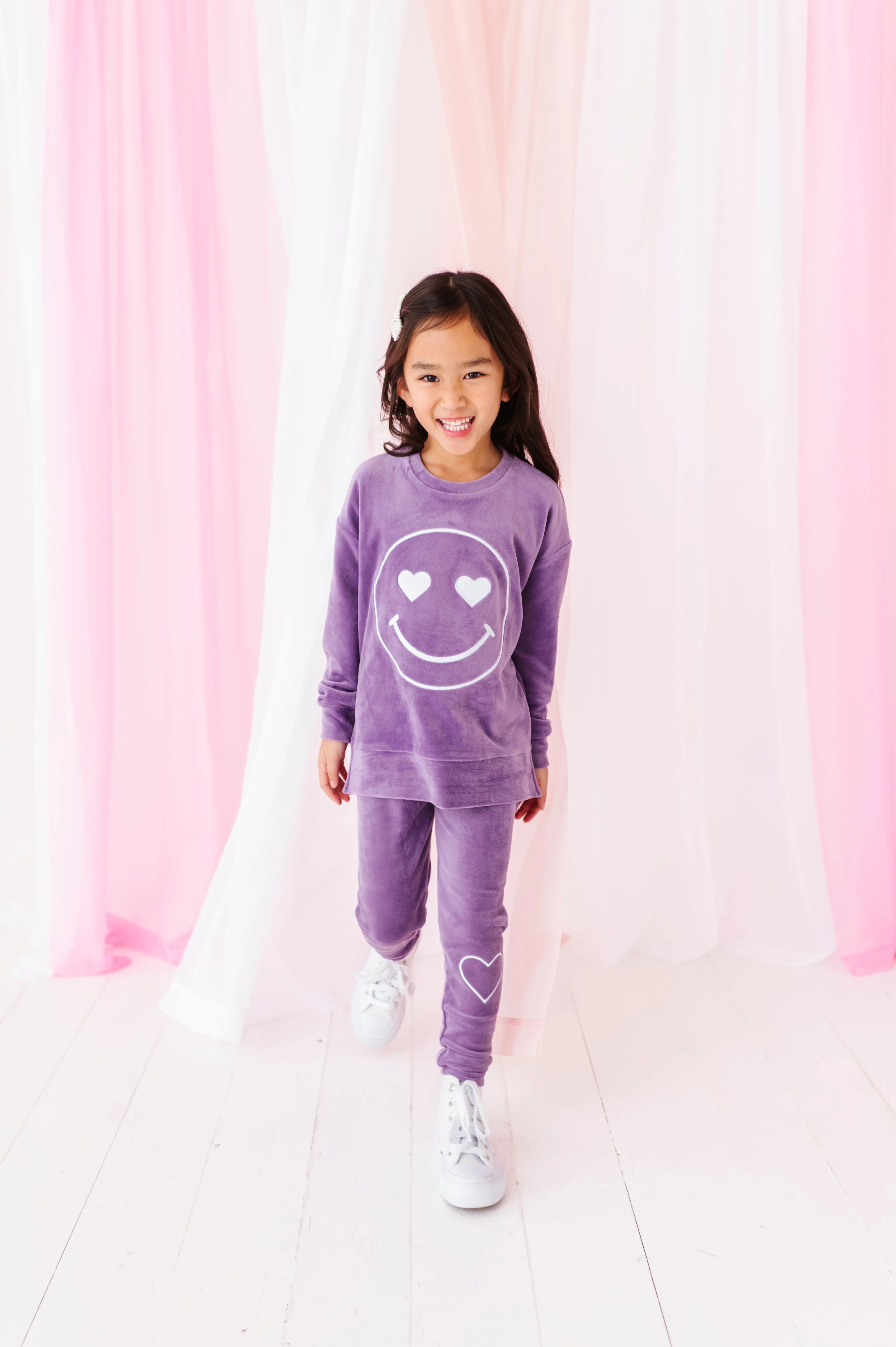 Lavender Heart Smiley | Velour SET