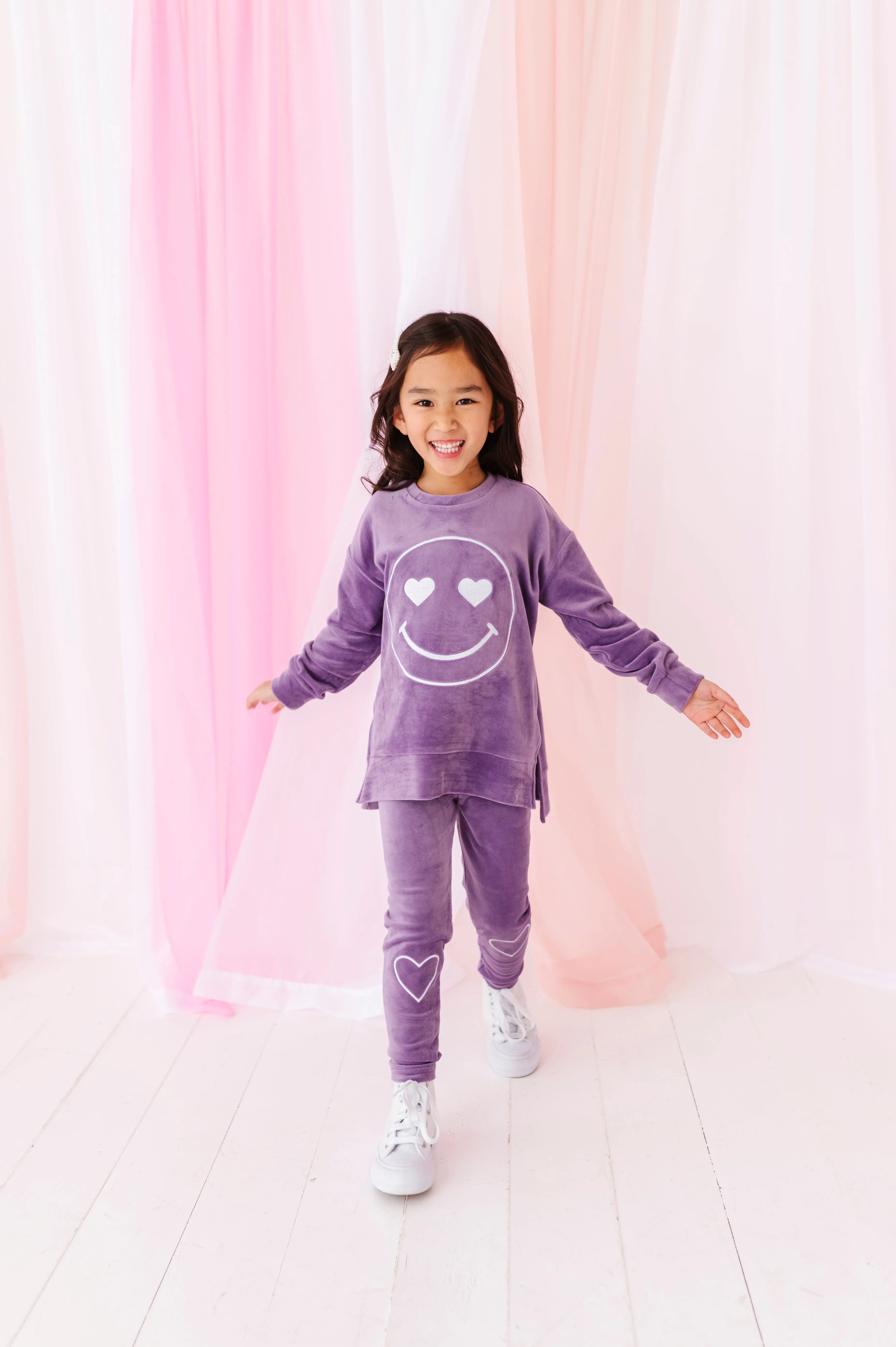 Lavender Heart Smiley | Velour SET