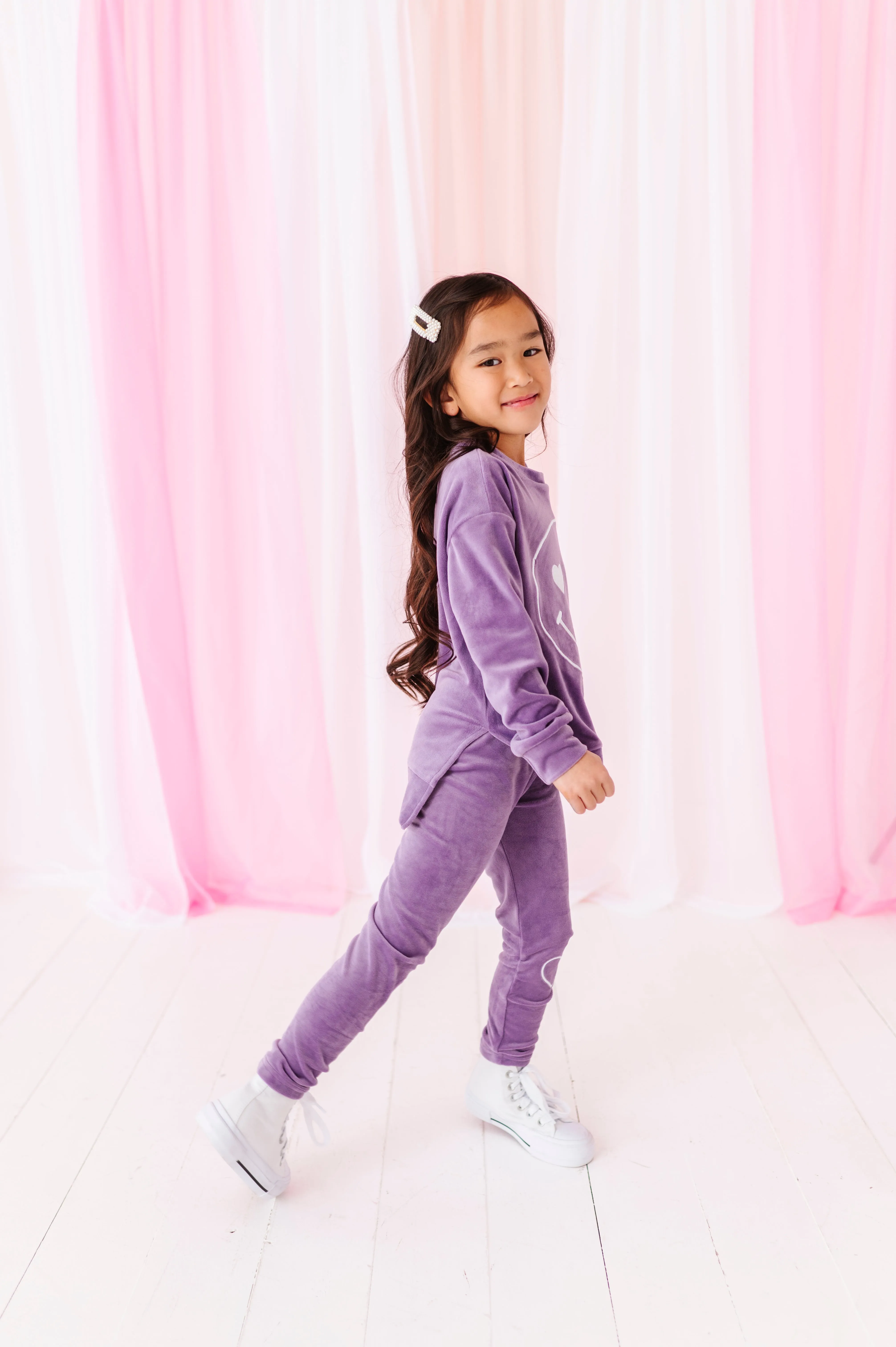 Lavender Heart Smiley | Velour SET