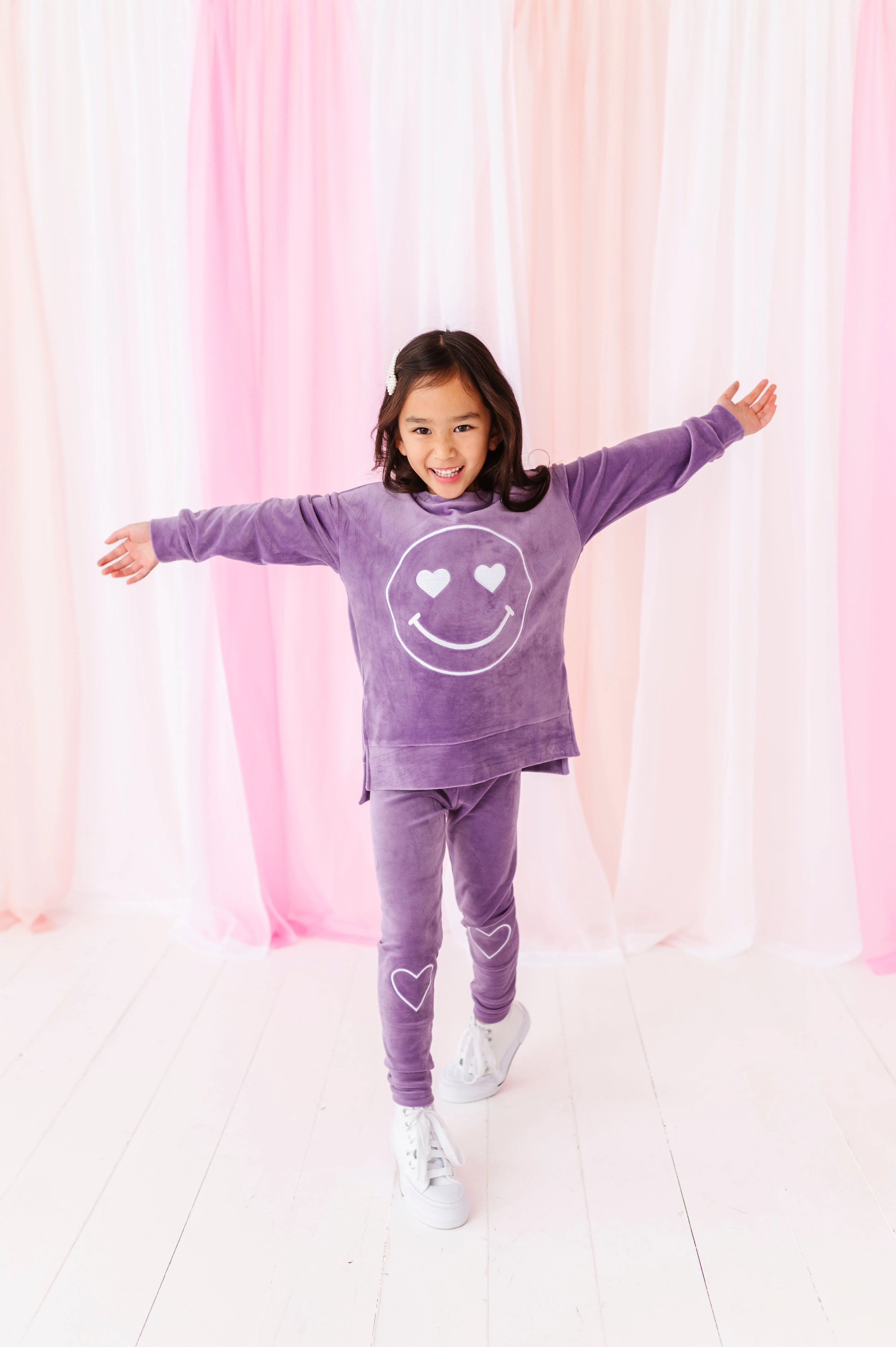 Lavender Heart Smiley | Velour SET
