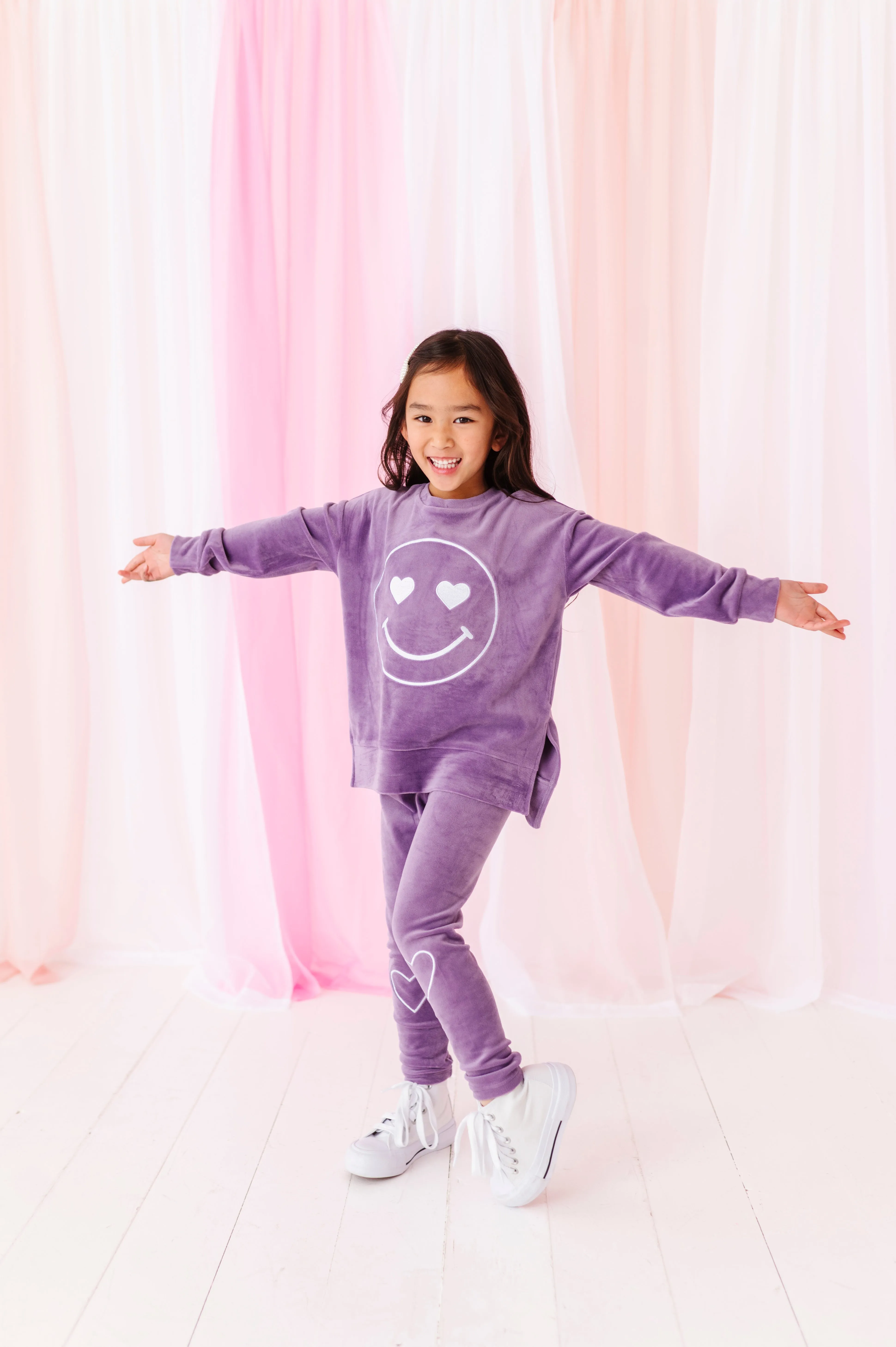 Lavender Heart Smiley | Velour SET