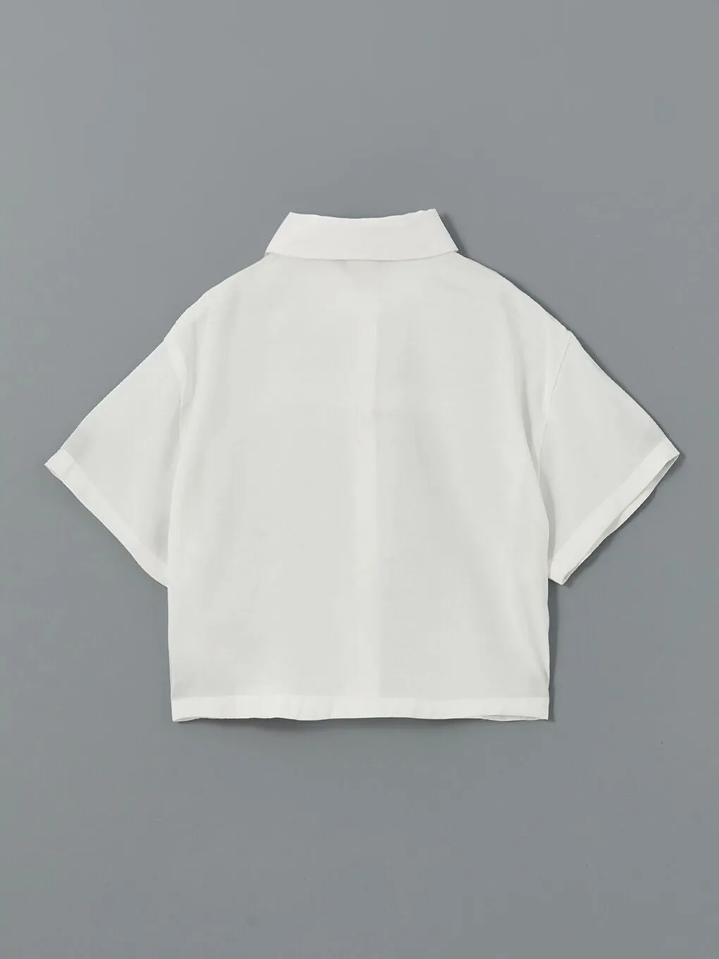 LCW Kids Ecru Short Sleeve Girls Crop Shirt