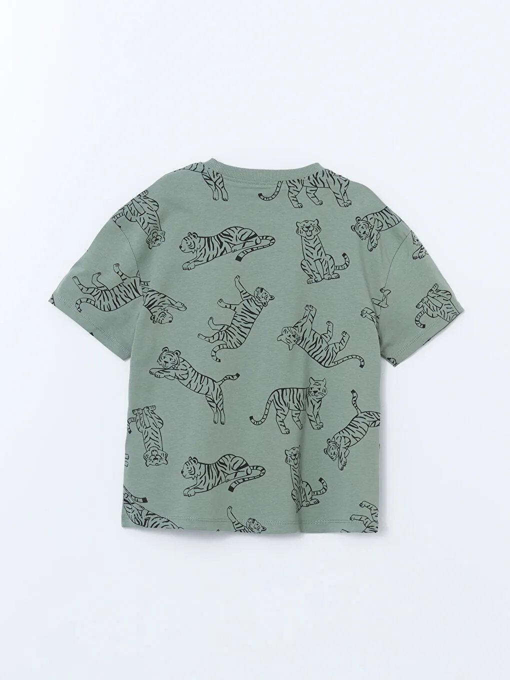 LCW Kids Khaki Crew Neck Printed Boys T-Shirt
