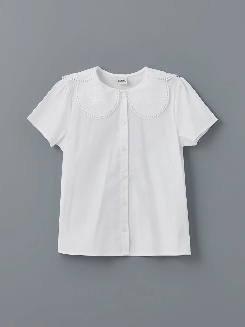LCW Kids White Baby Collar Floral Girl Shirt