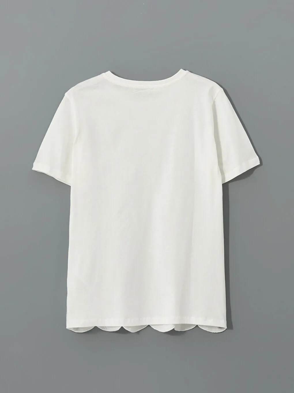 LCWAIKIKI Classic Ecru Crew Neck Embroidered Women T-Shirt