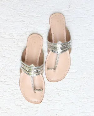 Lexie Metallic Silver & Gold Kohlapuri Sandals