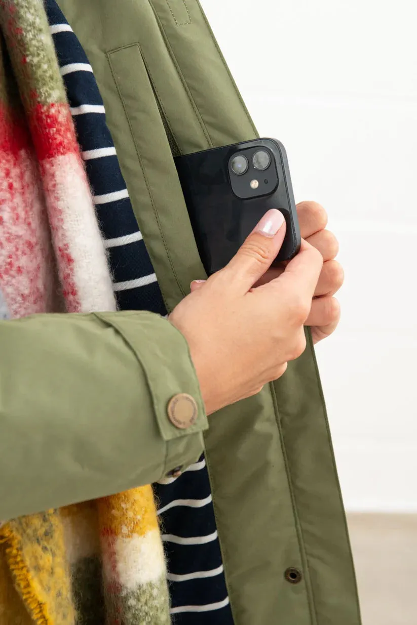 Lighthouse Eva Long Ladies Coat In Olive