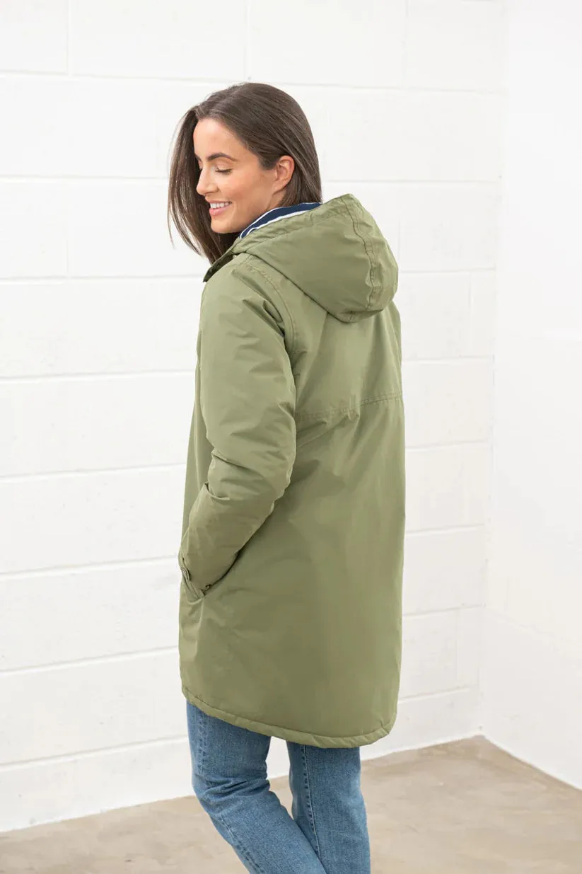 Lighthouse Eva Long Ladies Coat In Olive