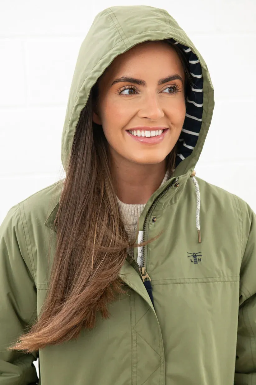 Lighthouse Eva Long Ladies Coat In Olive