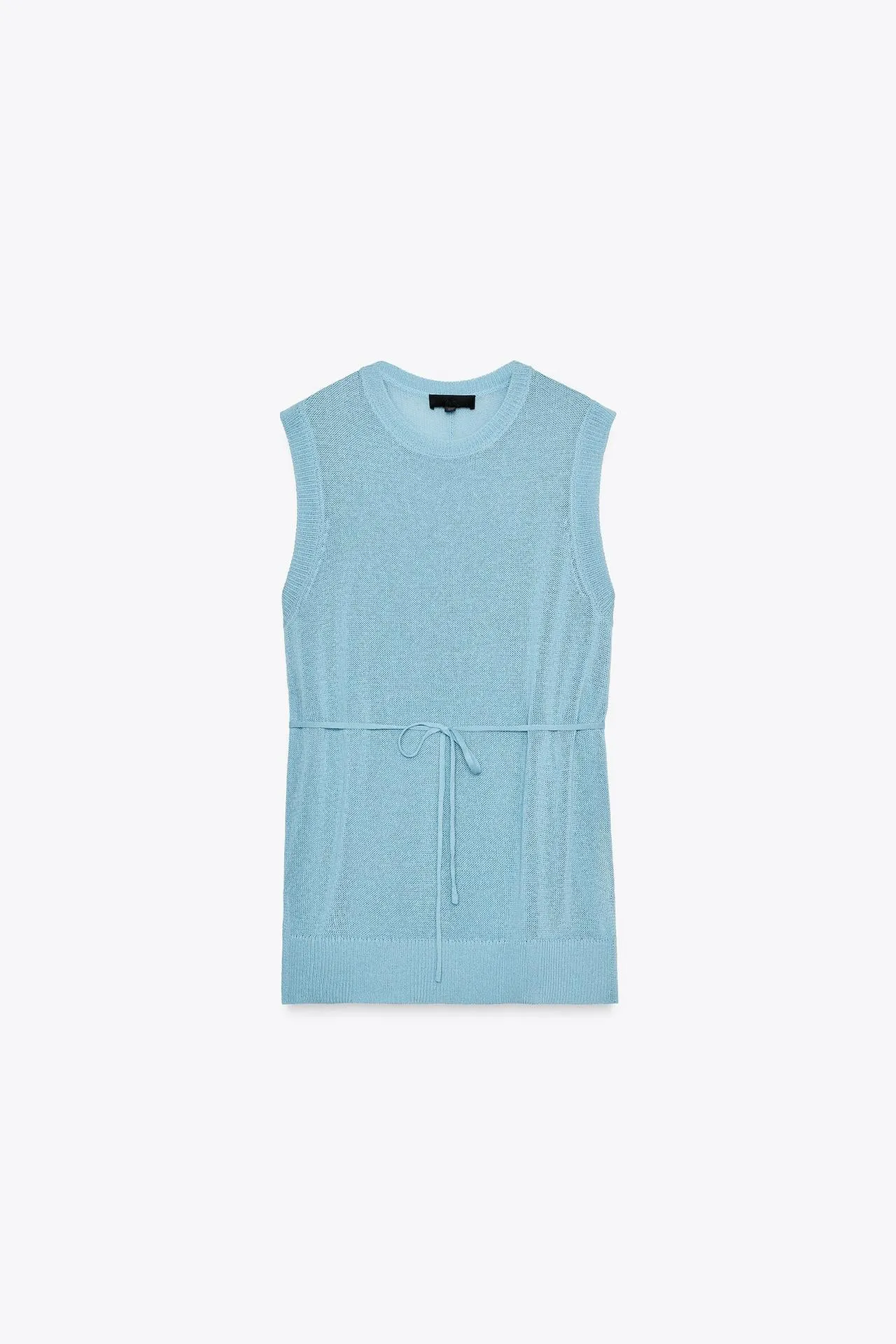 Long knit top with belt
