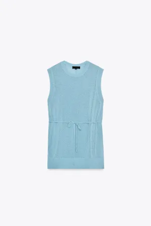 Long knit top with belt