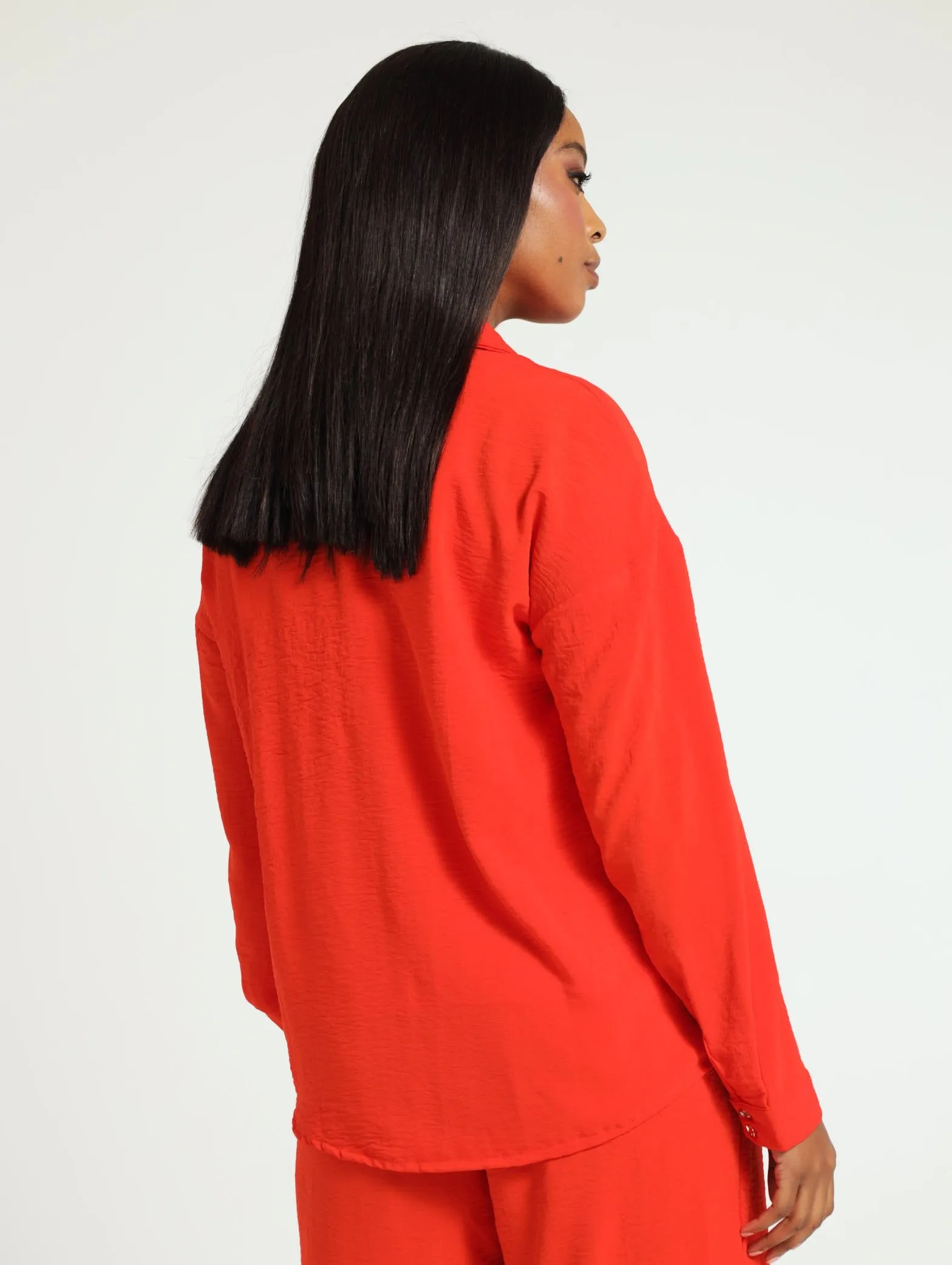 Long Sleeve Oversized Shirt - Bright Orange