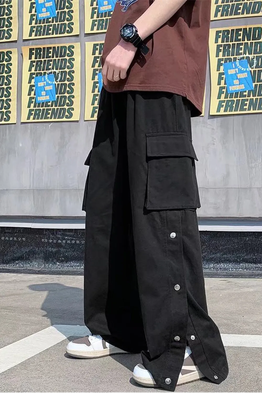 Loose Cargo Pockets Straight Casual Men Pants