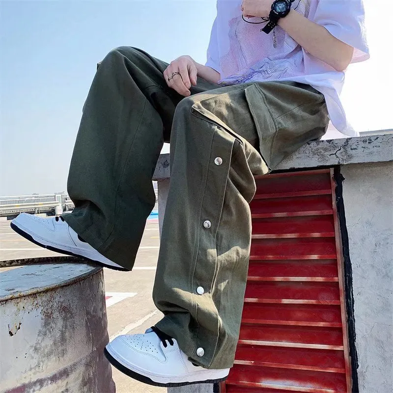 Loose Cargo Pockets Straight Casual Men Pants