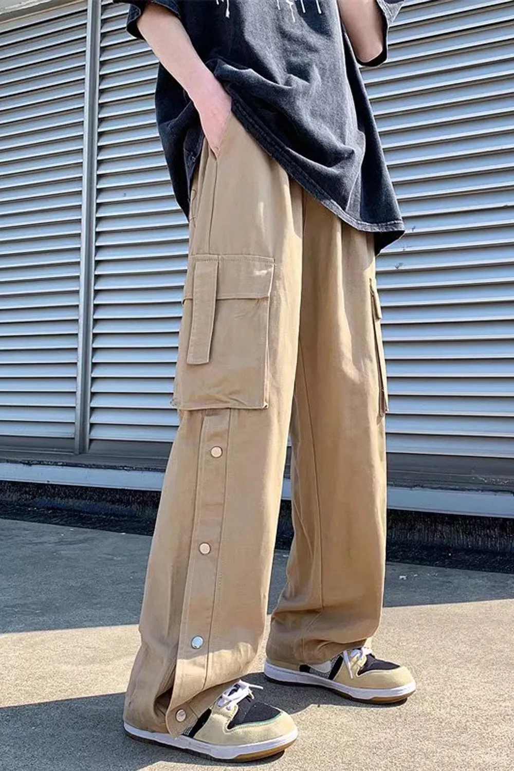 Loose Cargo Pockets Straight Casual Men Pants