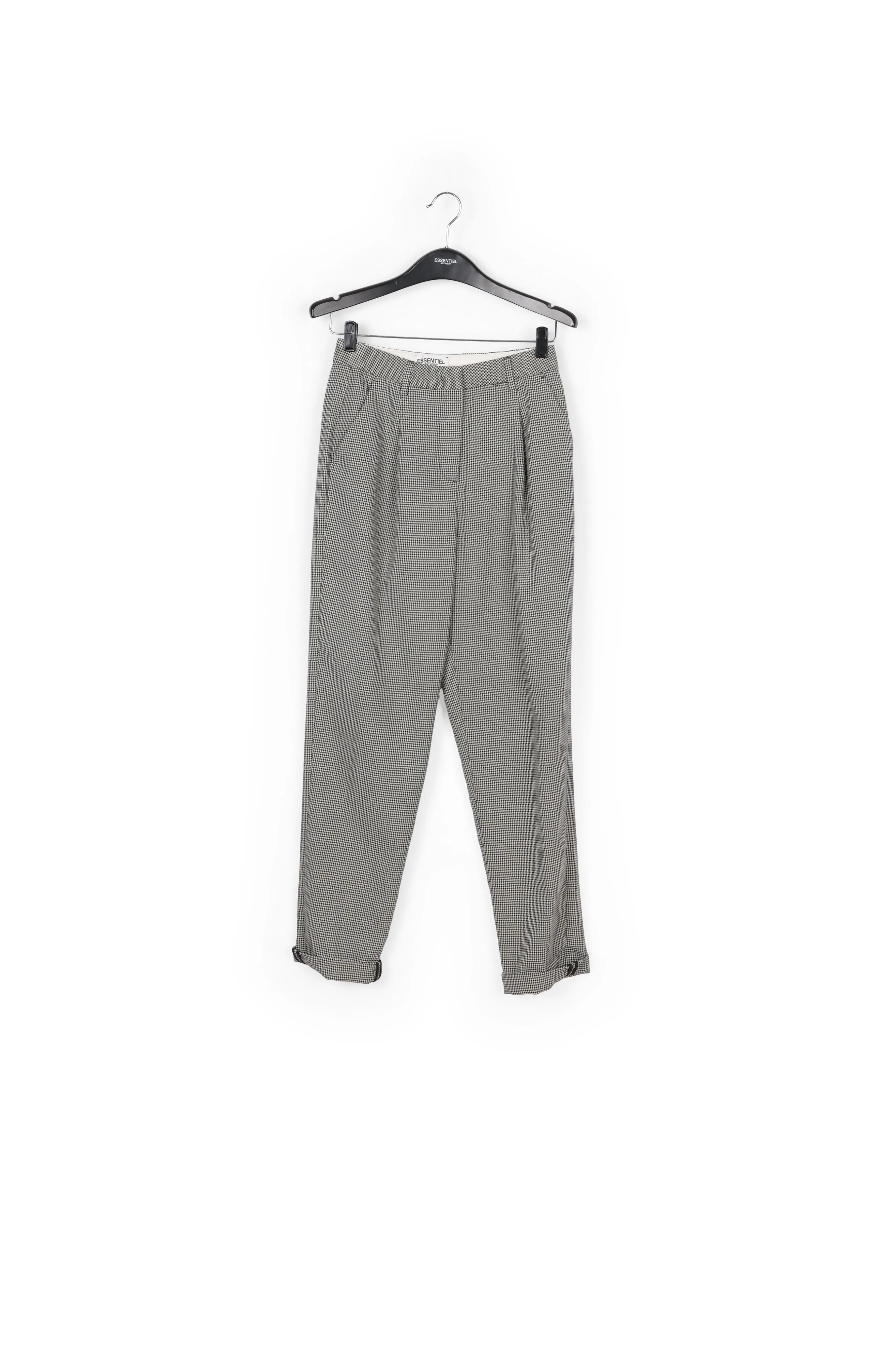 Loose-fit houndstooth high-waist pants