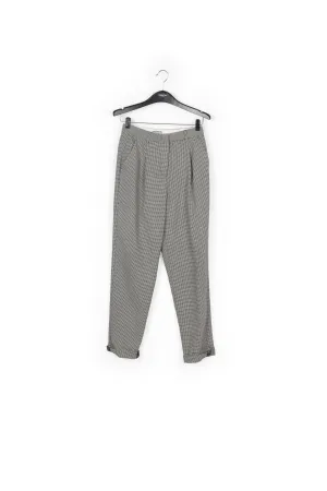 Loose-fit houndstooth high-waist pants