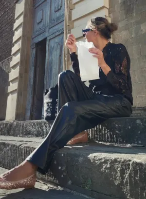 LOOSE PANTS IN PU - BLACK