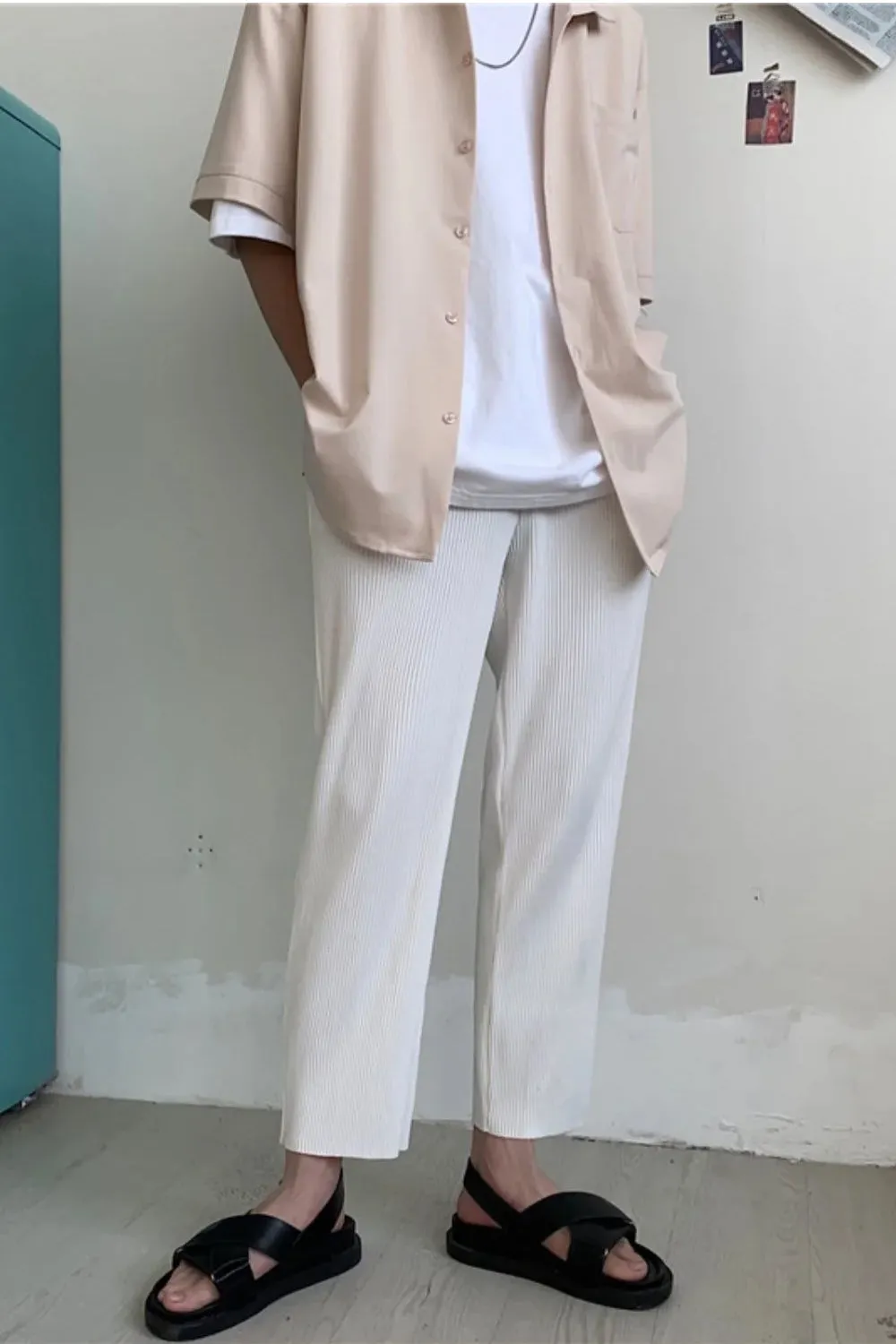 Loose Pleated Style Long Men Pants