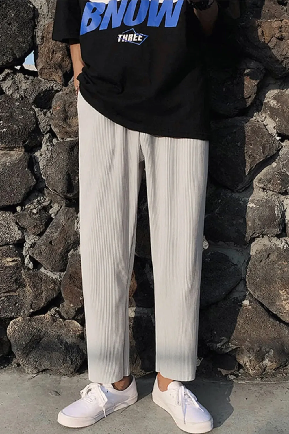 Loose Pleated Style Long Men Pants
