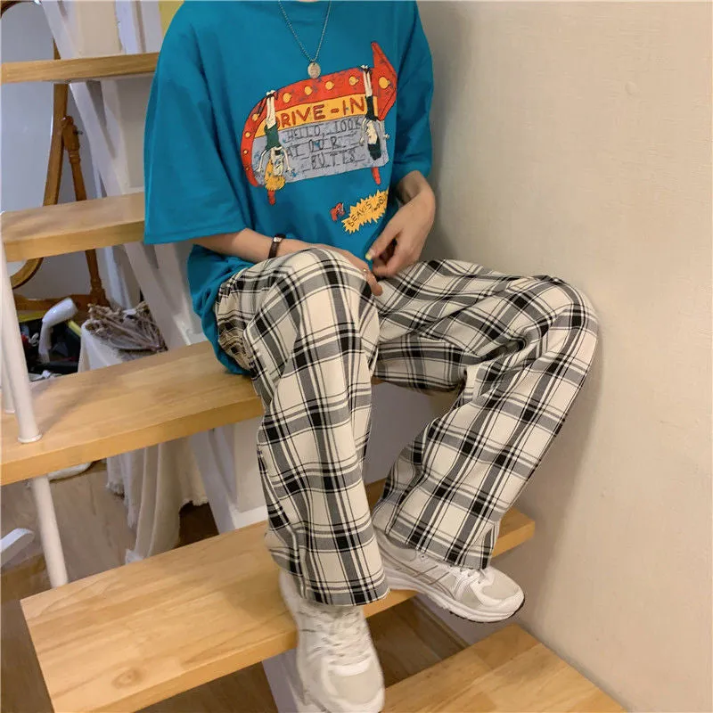Loose Retro Hip Hop Plaid Pants