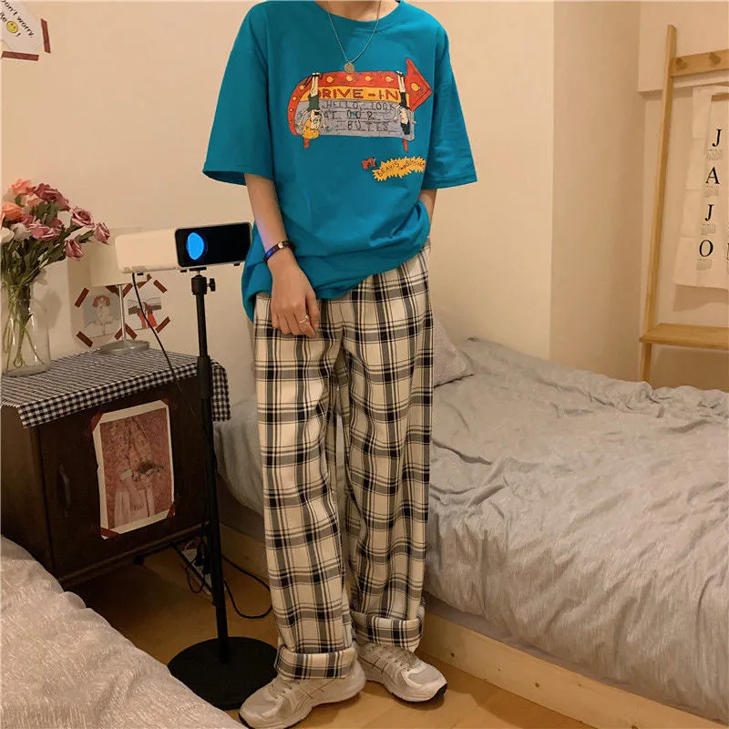 Loose Retro Hip Hop Plaid Pants
