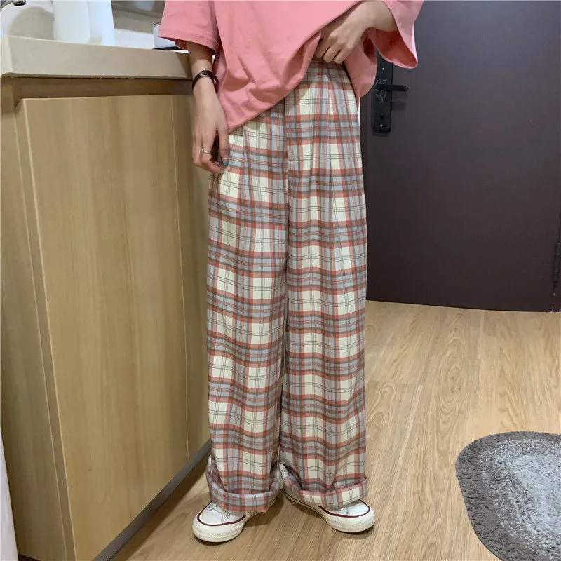 Loose Retro Hip Hop Plaid Pants
