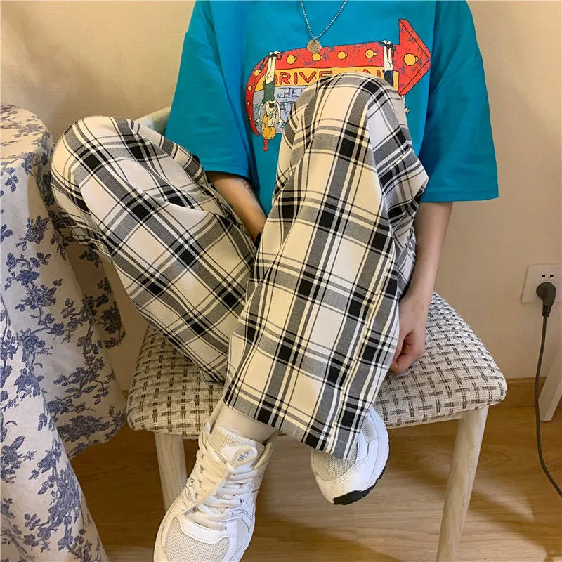 Loose Retro Hip Hop Plaid Pants
