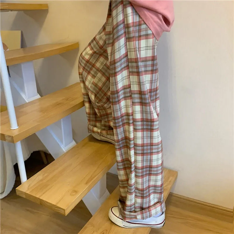 Loose Retro Hip Hop Plaid Pants