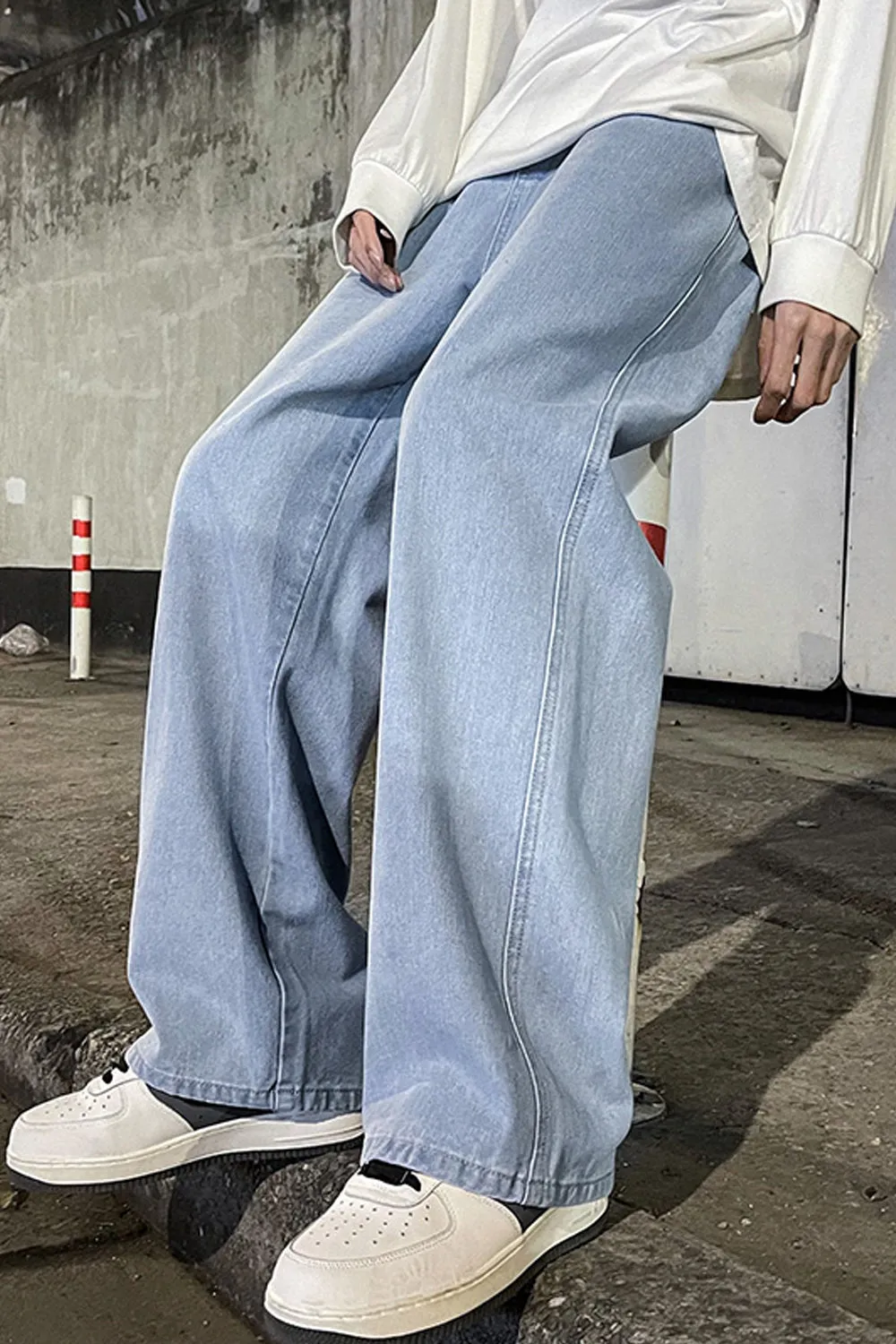 Loose Retro Wide Leg Men Jeans Pants