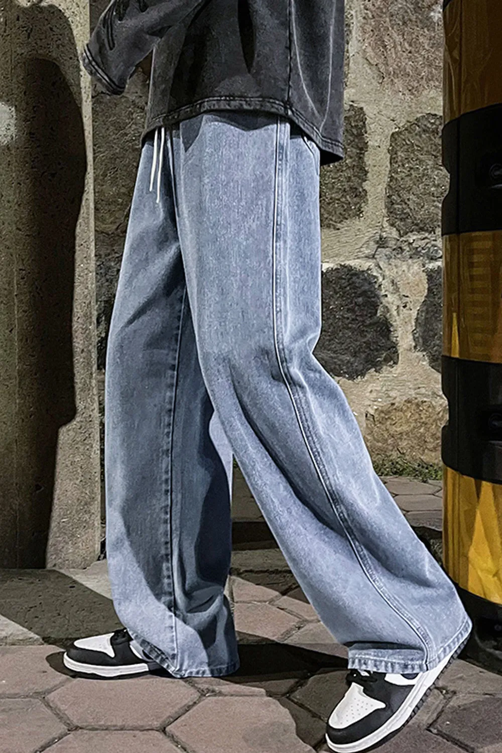 Loose Retro Wide Leg Men Jeans Pants