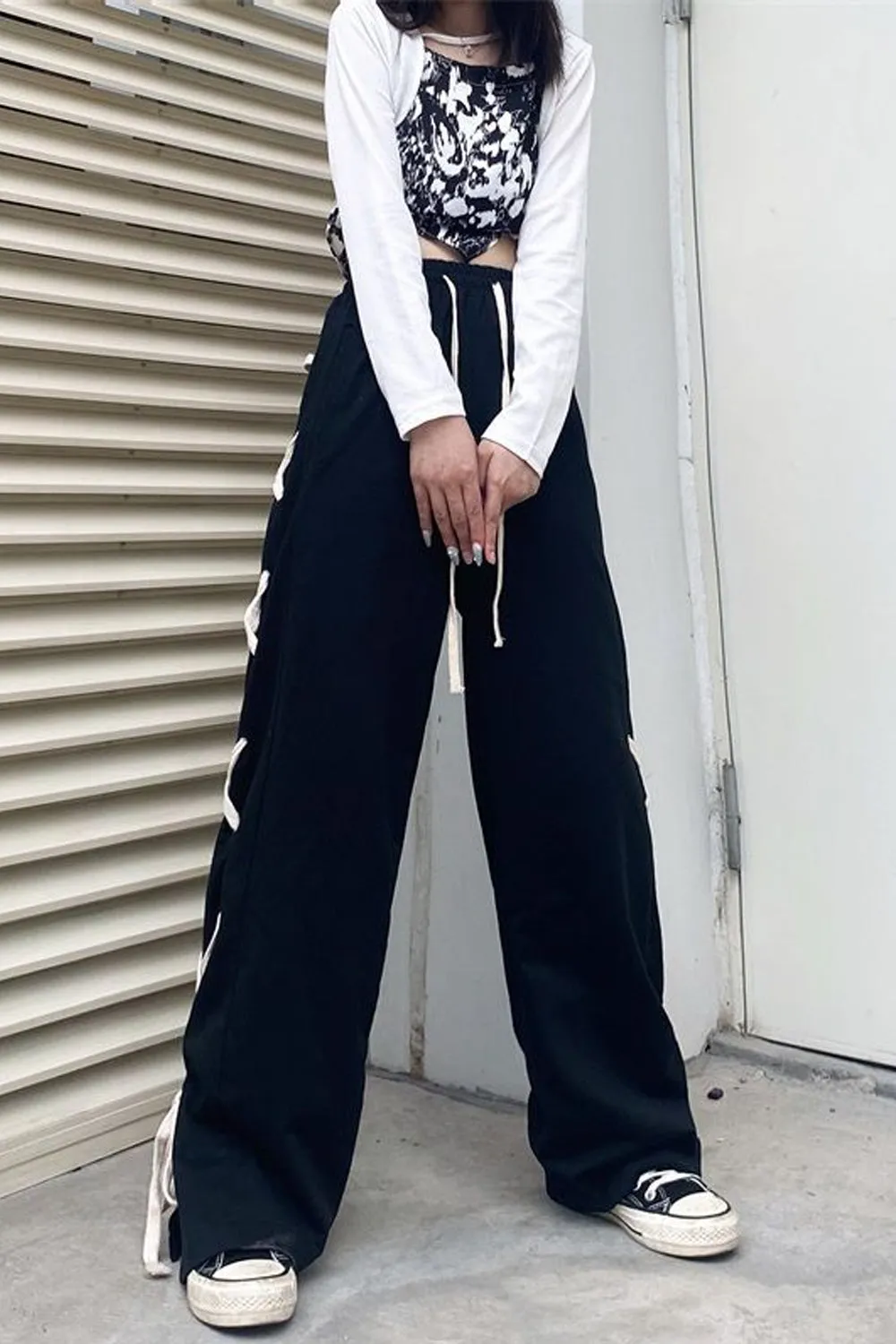 Loose Side Tie Style Jogging Pants