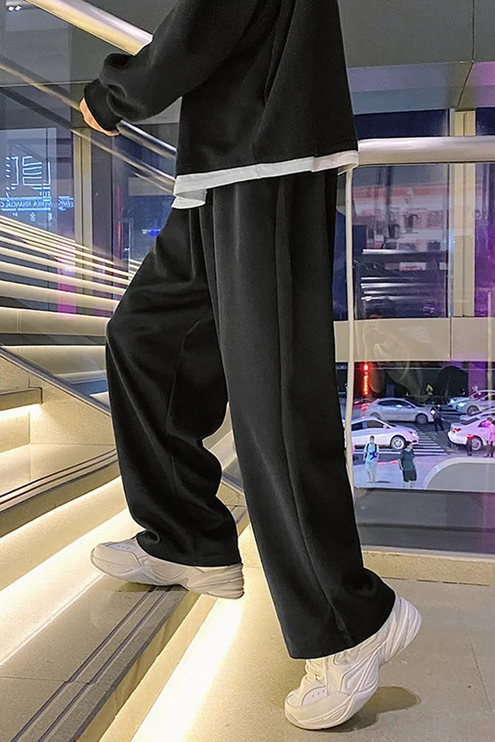 Loose Solid Color Straight Men Sweatpants