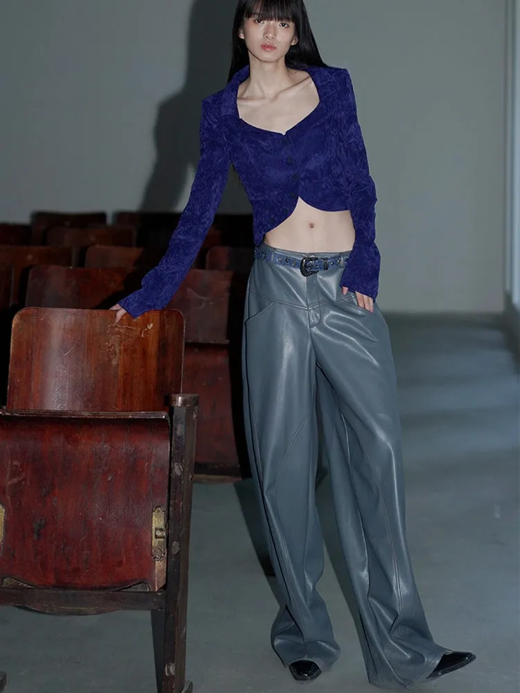 Loose Straight Leather Pants
