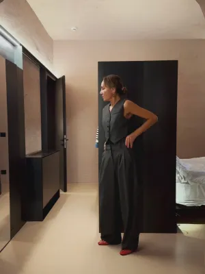 LOOSE SUIT PANTS - GREY