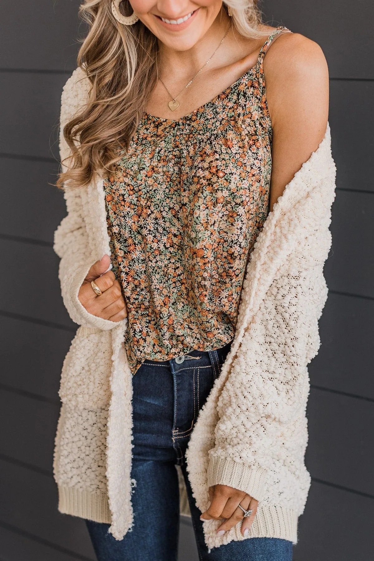 Lost In The Flowers Tank Top- Black & Sage
