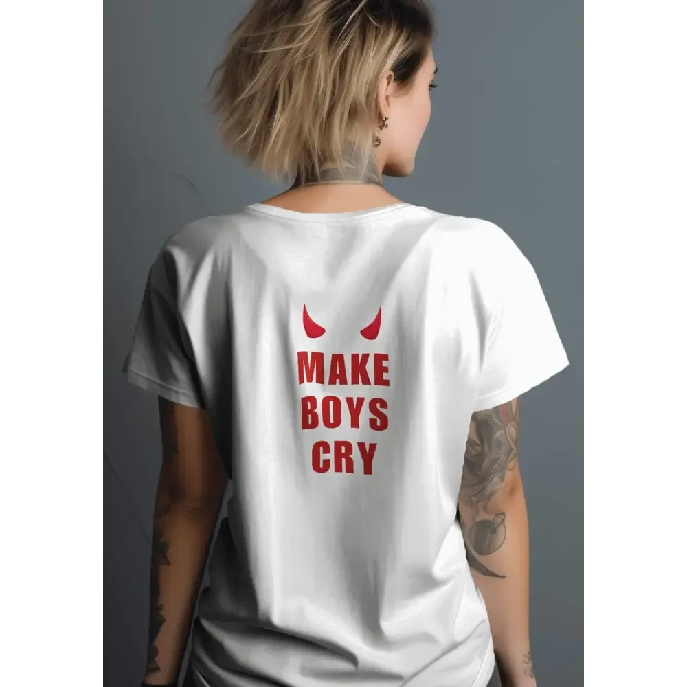 Make Boys Cry Bold T-Shirt for the Confident Y2K Style