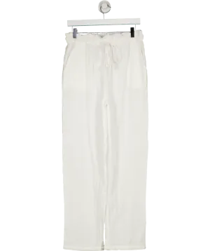 MANGO White Indie Elastic Waist Cotton Trousers UK S