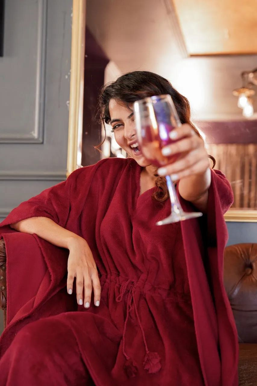 Maroon Super Soft Woollen Kaftan Set