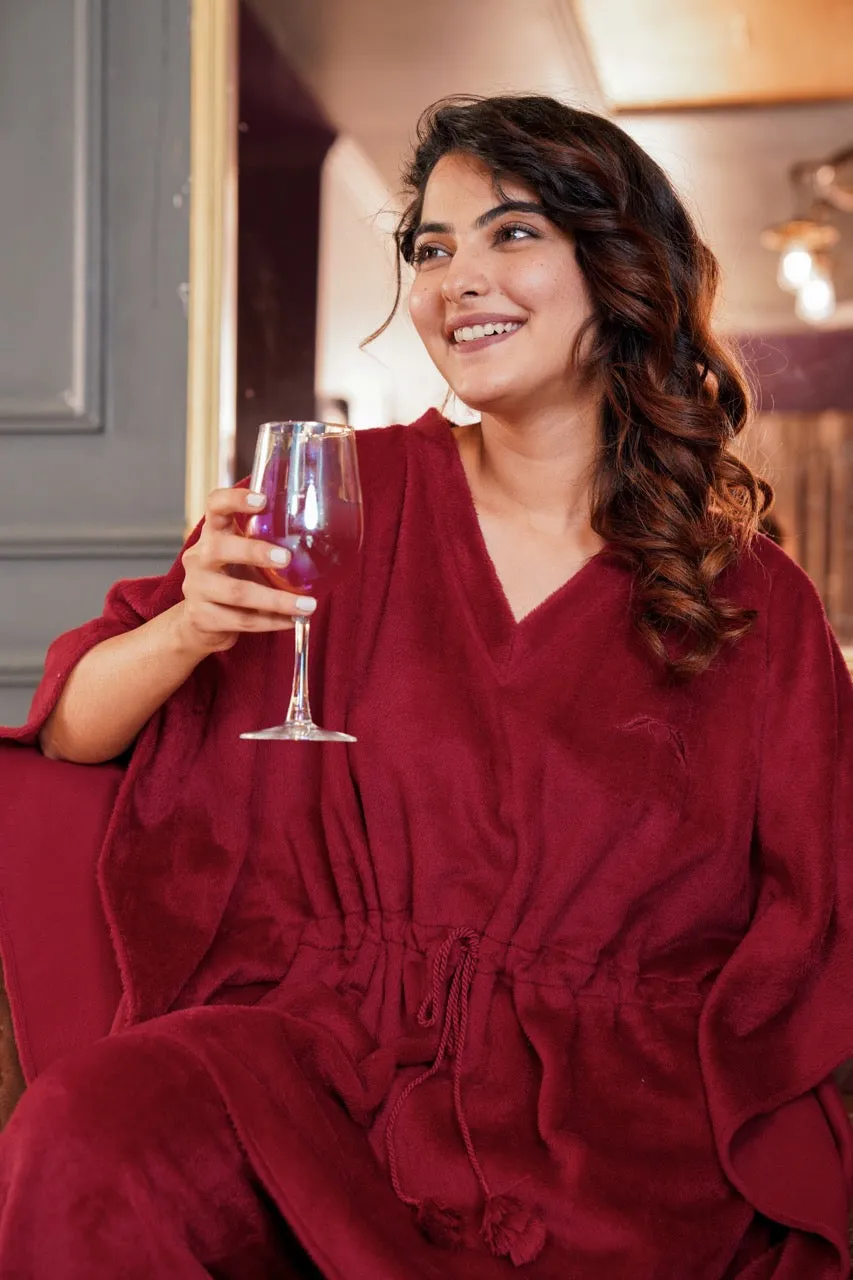 Maroon Super Soft Woollen Kaftan Set
