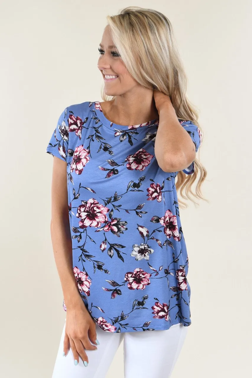 Masterpiece Floral Top ~ Blue