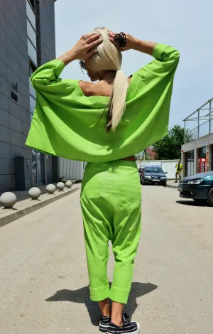 MAXI Women Set, Linen Set, Baggy Pants witht Asimetric Top, Extravagant Set, Loose Women Set, Summer Set, Harem Pants with Maxi Top