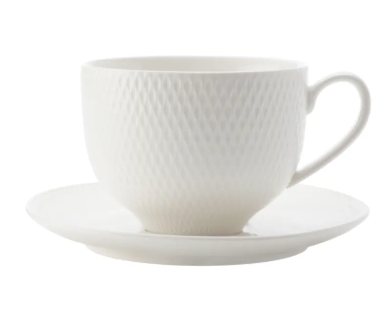 Maxwell & Williams White Basics Diamonds Tea Cup & Saucer 220ML